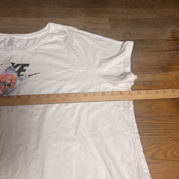 Nike Womens Cotton White T Shirt Sportswear Fierce Plus Size 3X Leopard Logo - Picture 7 of 9